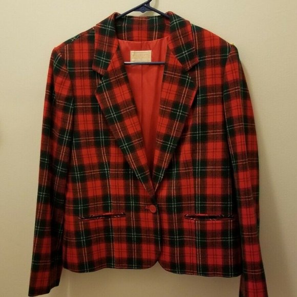 Pendleton Jackets & Blazers - Vintage Pendleton Wool Red Plaid 1 Button Blazer